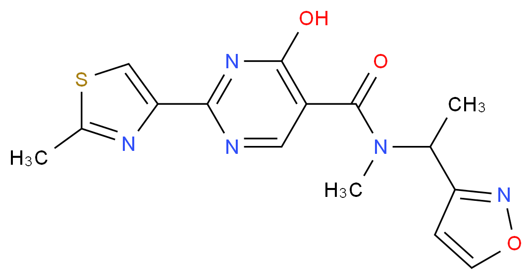 4-hydroxy-N-(1-isoxazol-3-ylethyl)-N-methyl-2-(2-methyl-1,3-thiazol-4-yl)pyrimidine-5-carboxamide_分子结构_CAS_)