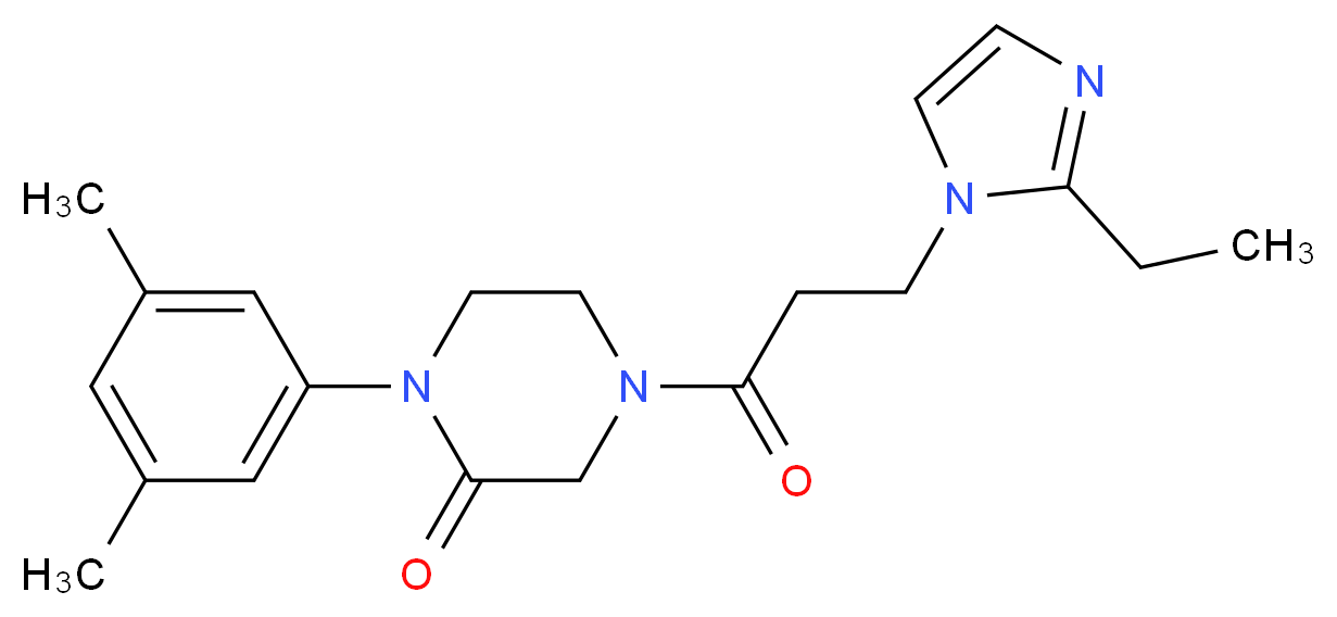 1-(3,5-dimethylphenyl)-4-[3-(2-ethyl-1H-imidazol-1-yl)propanoyl]-2-piperazinone_分子结构_CAS_)