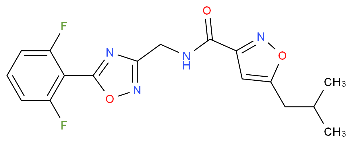 N-{[5-(2,6-difluorophenyl)-1,2,4-oxadiazol-3-yl]methyl}-5-isobutylisoxazole-3-carboxamide_分子结构_CAS_)