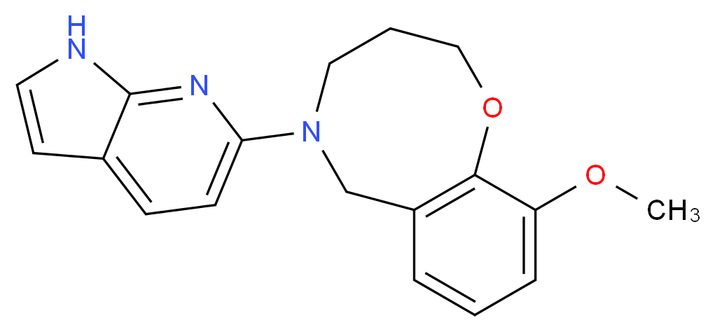 10-methoxy-5-(1H-pyrrolo[2,3-b]pyridin-6-yl)-3,4,5,6-tetrahydro-2H-1,5-benzoxazocine_分子结构_CAS_)