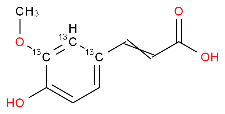 3-[4-hydroxy-3-methoxy(1,2,3-<sup>1</sup><sup>3</sup>C<sub>3</sub>)phenyl]prop-2-enoic acid_分子结构_CAS_1261170-81-3