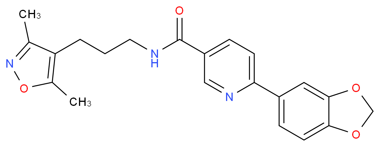6-(1,3-benzodioxol-5-yl)-N-[3-(3,5-dimethylisoxazol-4-yl)propyl]nicotinamide_分子结构_CAS_)