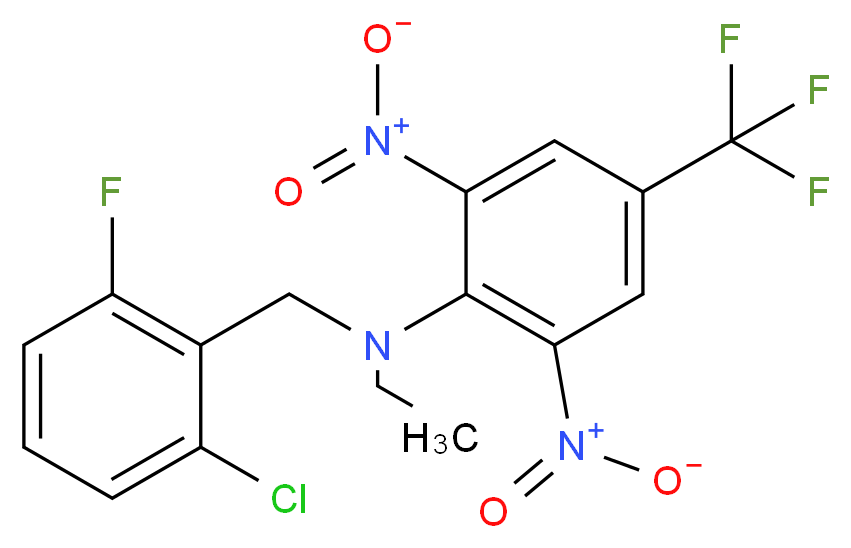N-[(2-chloro-6-fluorophenyl)methyl]-N-ethyl-2,6-dinitro-4-(trifluoromethyl)aniline_分子结构_CAS_62924-70-3