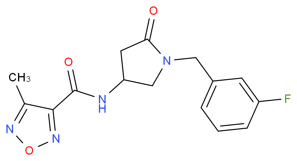 N-[1-(3-fluorobenzyl)-5-oxo-3-pyrrolidinyl]-4-methyl-1,2,5-oxadiazole-3-carboxamide_分子结构_CAS_)
