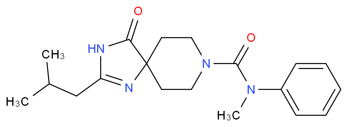 2-isobutyl-N-methyl-4-oxo-N-phenyl-1,3,8-triazaspiro[4.5]dec-1-ene-8-carboxamide_分子结构_CAS_)