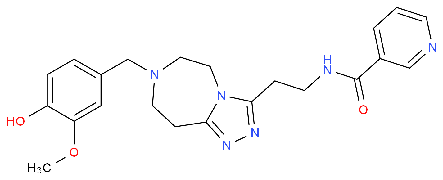 N-{2-[7-(4-hydroxy-3-methoxybenzyl)-6,7,8,9-tetrahydro-5H-[1,2,4]triazolo[4,3-d][1,4]diazepin-3-yl]ethyl}nicotinamide_分子结构_CAS_)