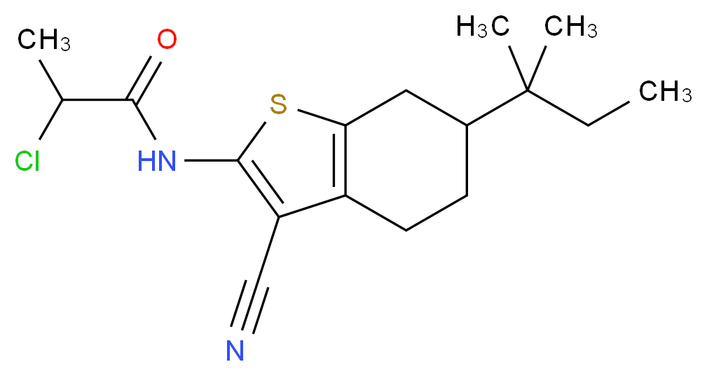 2-Chloro-N-[3-cyano-6-(1,1-dimethylpropyl)-4,5,6,7-tetrahydro-1-benzothien-2-yl]propanamide_分子结构_CAS_)
