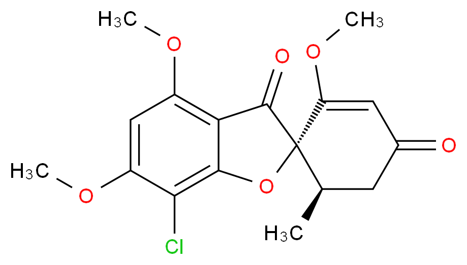 (2S,6'R)-7-chloro-2',4,6-trimethoxy-6'-methyl-3H-spiro[1-benzofuran-2,1'-cyclohexan]-2'-ene-3,4'-dione_分子结构_CAS_126-07-8