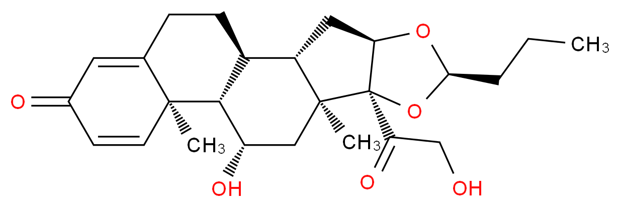 (1S,2S,4R,6R,8S,9S,11S,12S,13R)-11-hydroxy-8-(2-hydroxyacetyl)-9,13-dimethyl-6-propyl-5,7-dioxapentacyclo[10.8.0.0<sup>2</sup>,<sup>9</sup>.0<sup>4</sup>,<sup>8</sup>.0<sup>1</sup><sup>3</sup>,<sup>1</sup><sup>8</sup>]icosa-14,17-dien-16-one_分子结构_CAS_51372-29-3