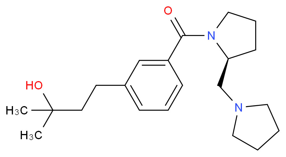 2-methyl-4-(3-{[(2S)-2-(1-pyrrolidinylmethyl)-1-pyrrolidinyl]carbonyl}phenyl)-2-butanol_分子结构_CAS_)