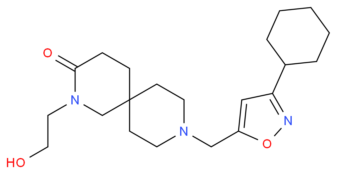 9-[(3-cyclohexylisoxazol-5-yl)methyl]-2-(2-hydroxyethyl)-2,9-diazaspiro[5.5]undecan-3-one_分子结构_CAS_)