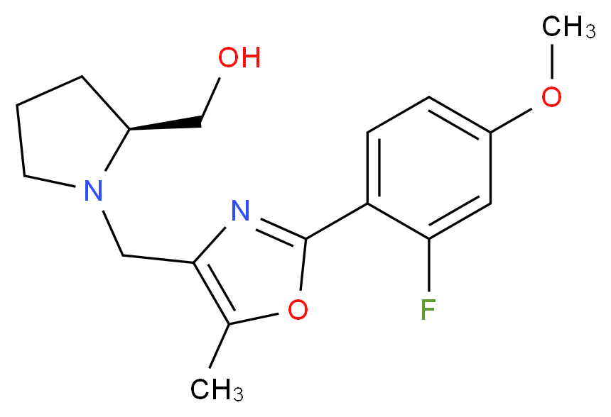 ((2S)-1-{[2-(2-fluoro-4-methoxyphenyl)-5-methyl-1,3-oxazol-4-yl]methyl}-2-pyrrolidinyl)methanol_分子结构_CAS_)
