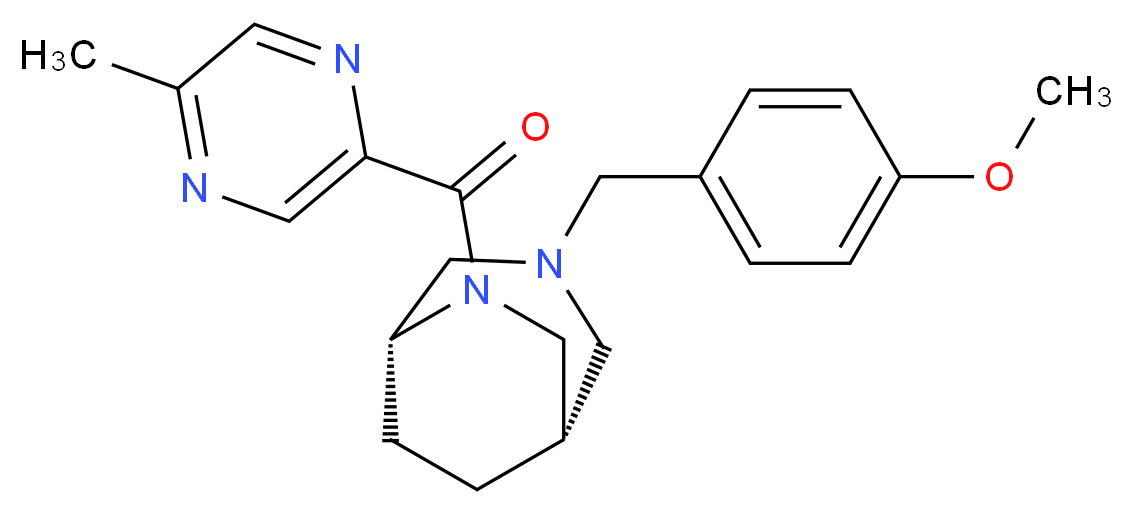 (1S*,5R*)-3-(4-methoxybenzyl)-6-[(5-methyl-2-pyrazinyl)carbonyl]-3,6-diazabicyclo[3.2.2]nonane_分子结构_CAS_)