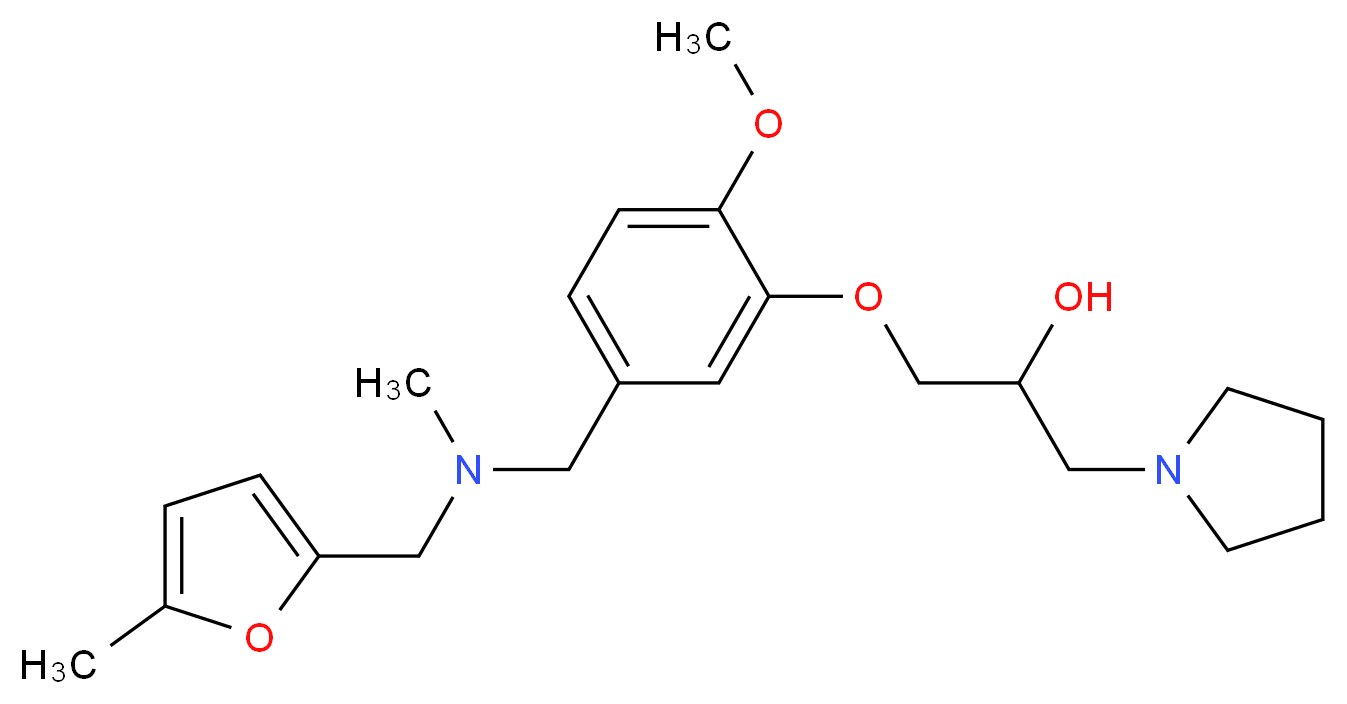1-[2-methoxy-5-({methyl[(5-methyl-2-furyl)methyl]amino}methyl)phenoxy]-3-pyrrolidin-1-ylpropan-2-ol_分子结构_CAS_)