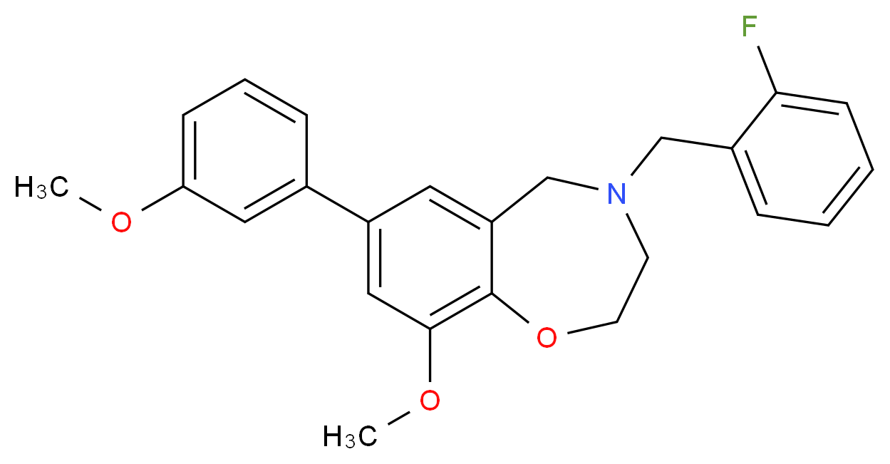4-(2-fluorobenzyl)-9-methoxy-7-(3-methoxyphenyl)-2,3,4,5-tetrahydro-1,4-benzoxazepine_分子结构_CAS_)