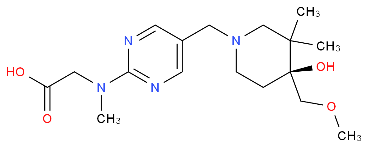 N-(5-{[(4S)-4-hydroxy-4-(methoxymethyl)-3,3-dimethyl-1-piperidinyl]methyl}-2-pyrimidinyl)-N-methylglycine_分子结构_CAS_)