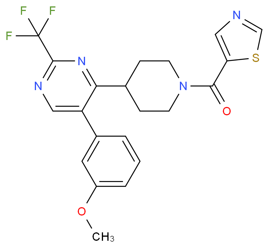 5-(3-methoxyphenyl)-4-[1-(1,3-thiazol-5-ylcarbonyl)-4-piperidinyl]-2-(trifluoromethyl)pyrimidine_分子结构_CAS_)