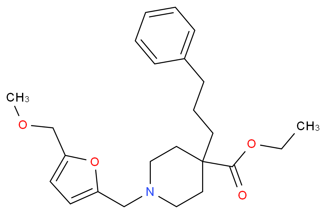 ethyl 1-{[5-(methoxymethyl)-2-furyl]methyl}-4-(3-phenylpropyl)-4-piperidinecarboxylate_分子结构_CAS_)