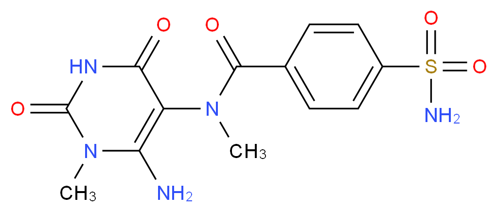 N-(6-amino-1-methyl-2,4-dioxo-1,2,3,4-tetrahydropyrimidin-5-yl)-N-methyl-4-sulfamoylbenzamide_分子结构_CAS_149981-39-5