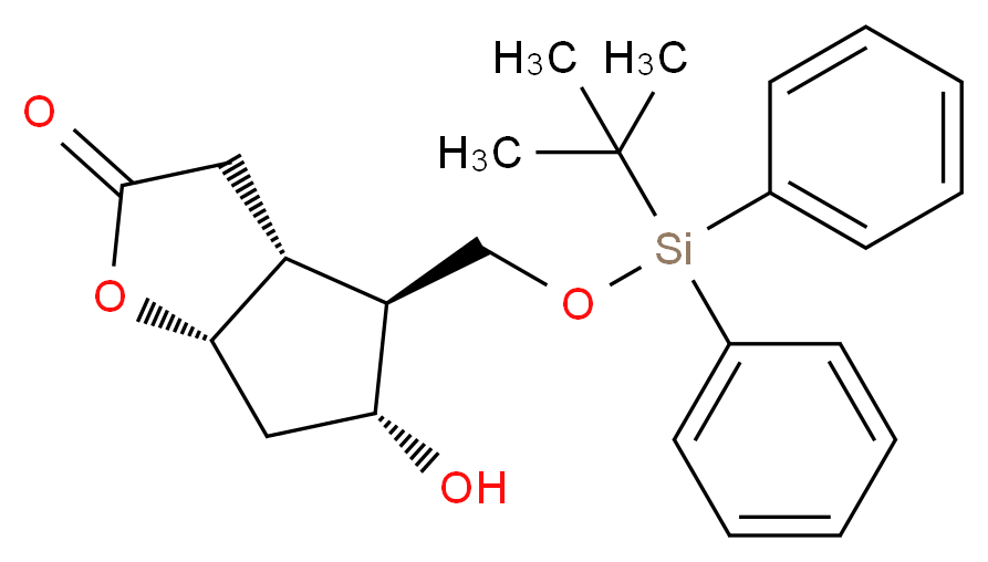 (3aR,4S,5R,6aS)-4-(tert-Butyldiphenylsilyloxy)methyl-5-hydroxy-hexahydro-2H-cyclopenta[b]furan-2-one_分子结构_CAS_84786-80-1)