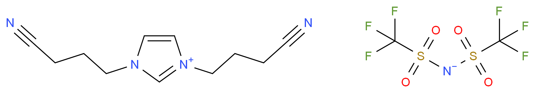 1,3-bis(3-cyanopropyl)-1H-imidazol-3-ium; trifluoro[(trifluoromethanesulfonylazanidyl)sulfonyl]methane_分子结构_CAS_925704-81-0