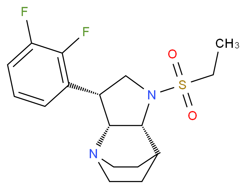 (3R*,3aR*,7aR*)-3-(2,3-difluorophenyl)-1-(ethylsulfonyl)octahydro-4,7-ethanopyrrolo[3,2-b]pyridine_分子结构_CAS_)