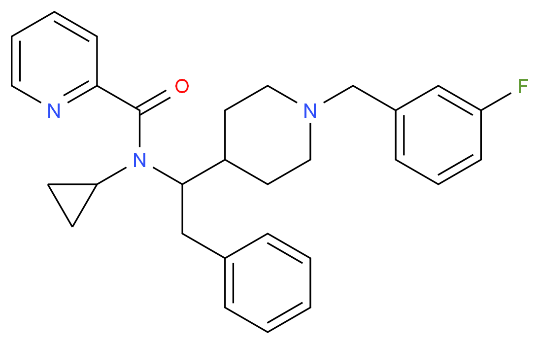 N-cyclopropyl-N-{1-[1-(3-fluorobenzyl)-4-piperidinyl]-2-phenylethyl}-2-pyridinecarboxamide_分子结构_CAS_)