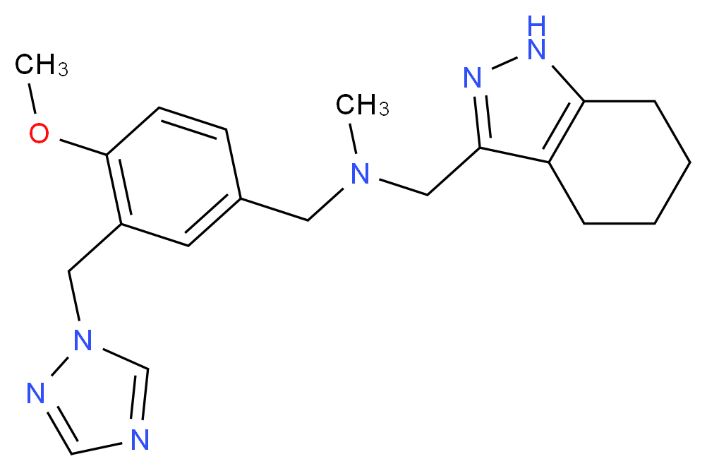 1-[4-methoxy-3-(1H-1,2,4-triazol-1-ylmethyl)phenyl]-N-methyl-N-(4,5,6,7-tetrahydro-1H-indazol-3-ylmethyl)methanamine_分子结构_CAS_)