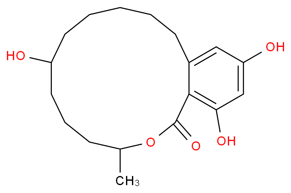 7,14,16-trihydroxy-3-methyl-3,4,5,6,7,8,9,10,11,12-decahydro-1H-2-benzoxacyclotetradecin-1-one_分子结构_CAS_42422-68-4