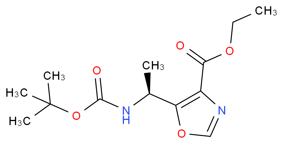 ethyl 5-[(1S)-1-{[(tert-butoxy)carbonyl]amino}ethyl]-1,3-oxazole-4-carboxylate_分子结构_CAS_672310-07-5