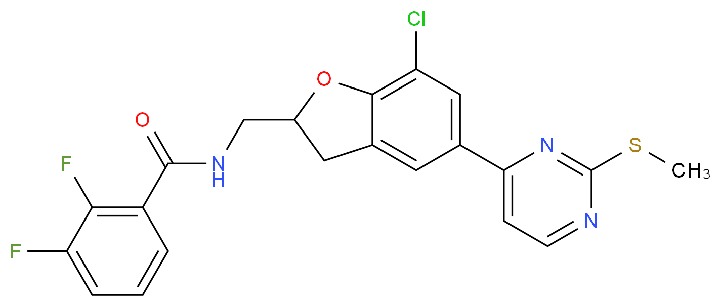 N-({7-chloro-5-[2-(methylthio)-4-pyrimidinyl]-2,3-dihydro-1-benzofuran-2-yl}methyl)-2,3-difluorobenzamide_分子结构_CAS_)