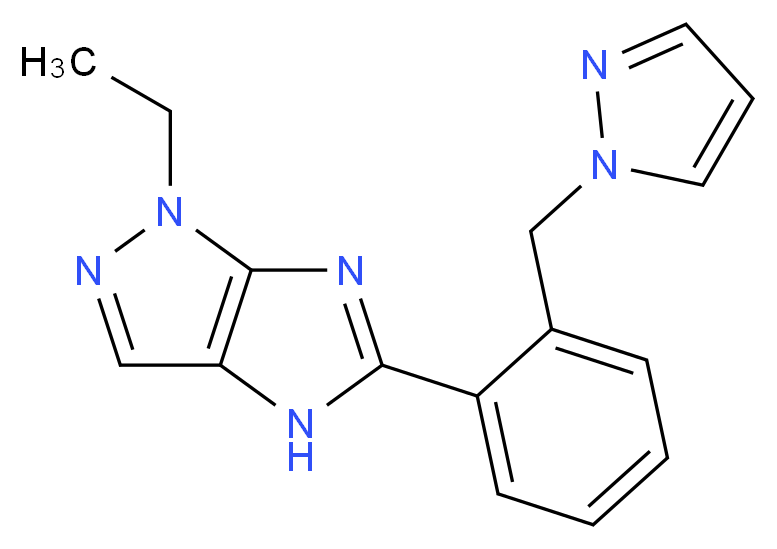 1-ethyl-5-[2-(1H-pyrazol-1-ylmethyl)phenyl]-1,4-dihydroimidazo[4,5-c]pyrazole_分子结构_CAS_)