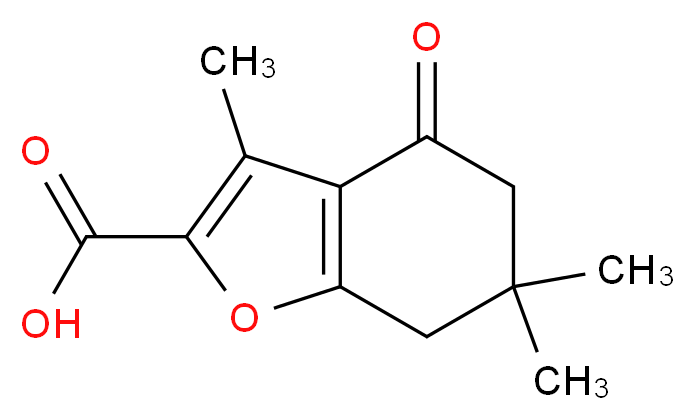 3,6,6-trimethyl-4-oxo-4,5,6,7-tetrahydro-1-benzofuran-2-carboxylic acid_分子结构_CAS_121625-80-7)