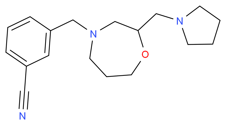 3-{[2-(pyrrolidin-1-ylmethyl)-1,4-oxazepan-4-yl]methyl}benzonitrile_分子结构_CAS_)