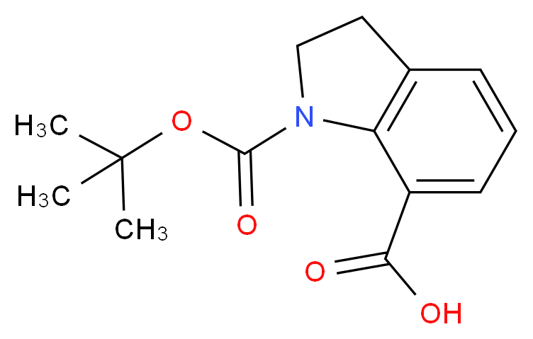 N-Boc-吲哚啉-7-羧酸_分子结构_CAS_143262-20-8)