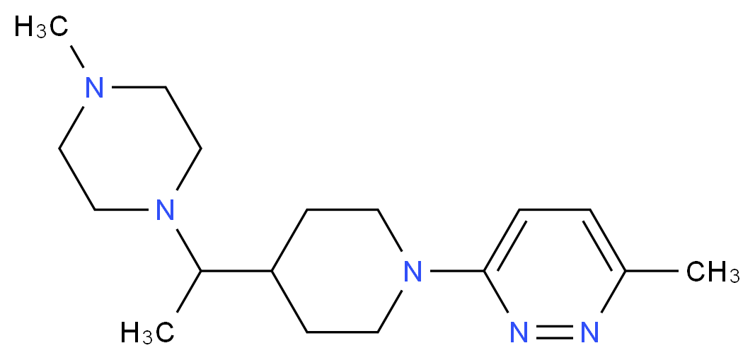 3-methyl-6-{4-[1-(4-methyl-1-piperazinyl)ethyl]-1-piperidinyl}pyridazine_分子结构_CAS_)