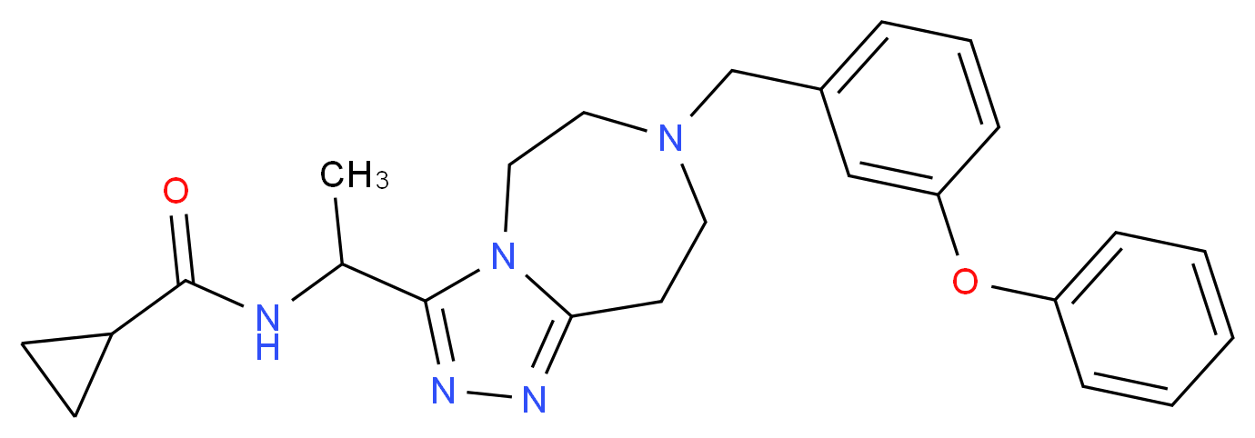 N-{1-[7-(3-phenoxybenzyl)-6,7,8,9-tetrahydro-5H-[1,2,4]triazolo[4,3-d][1,4]diazepin-3-yl]ethyl}cyclopropanecarboxamide_分子结构_CAS_)