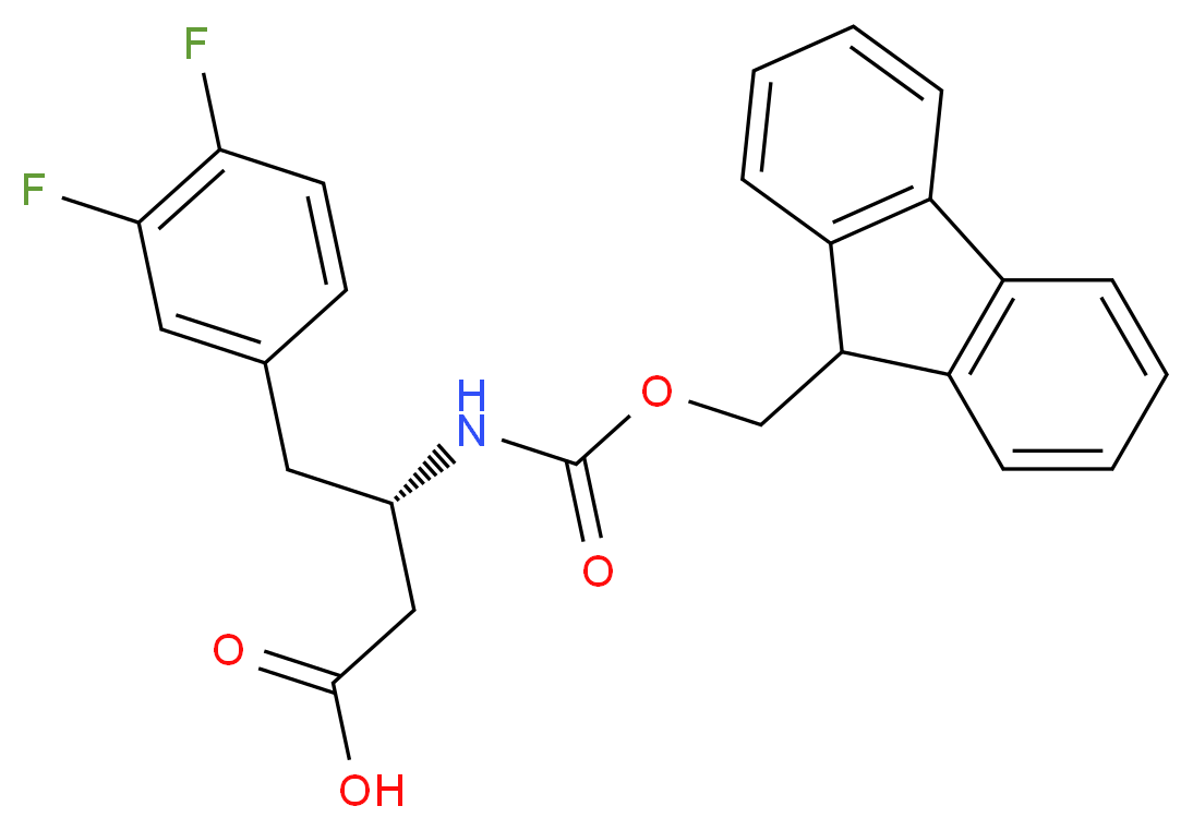 (3S)-4-(3,4-difluorophenyl)-3-{[(9H-fluoren-9-ylmethoxy)carbonyl]amino}butanoic acid_分子结构_CAS_270063-55-3