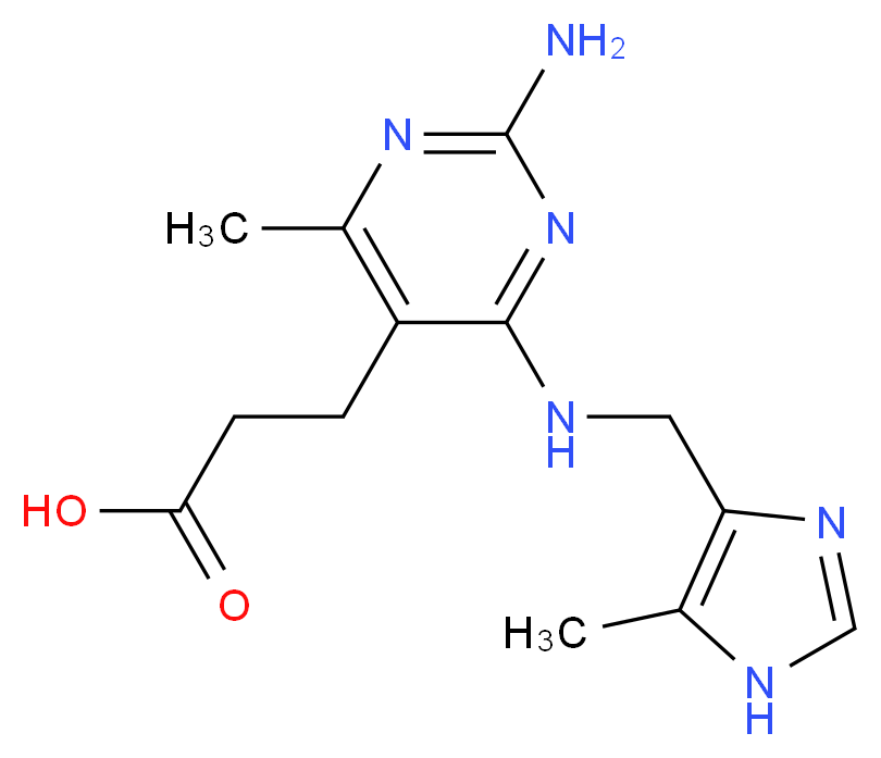 3-(2-amino-4-methyl-6-{[(5-methyl-1H-imidazol-4-yl)methyl]amino}pyrimidin-5-yl)propanoic acid_分子结构_CAS_)