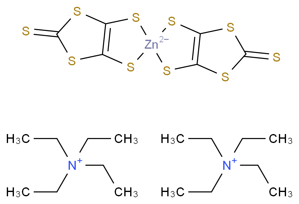 5,5'-disulfanylidene-5H,5'H-2,2'-spirobi[[1,3]dithiolo[4,5-d]1,3-dithia-2-zincacyclopentane]-2,2-diuide; bis(tetraethylazanium)_分子结构_CAS_72022-68-5