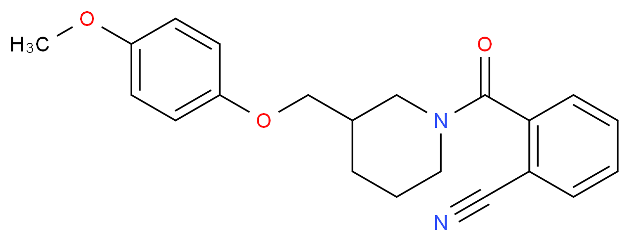 2-({3-[(4-methoxyphenoxy)methyl]-1-piperidinyl}carbonyl)benzonitrile_分子结构_CAS_)