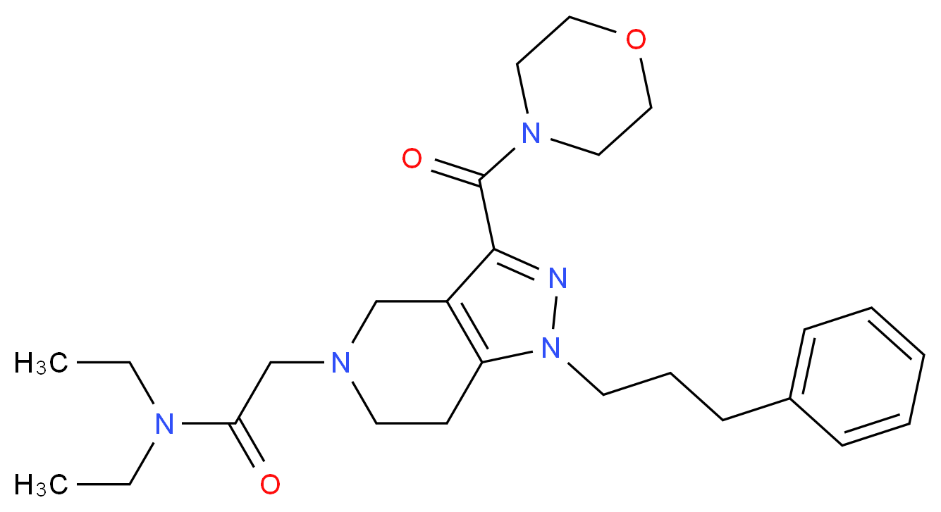 N,N-diethyl-2-[3-(4-morpholinylcarbonyl)-1-(3-phenylpropyl)-1,4,6,7-tetrahydro-5H-pyrazolo[4,3-c]pyridin-5-yl]acetamide_分子结构_CAS_)