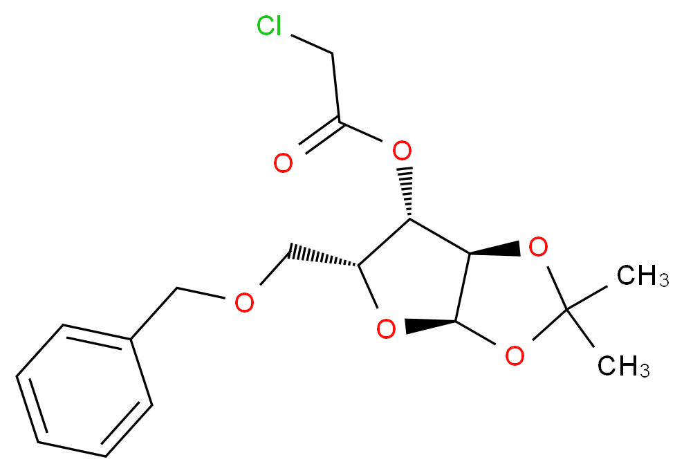 (3aR,5R,6S,6aR)-5-[(benzyloxy)methyl]-2,2-dimethyl-tetrahydro-2H-furo[2,3-d][1,3]dioxol-6-yl 2-chloroacetate_分子结构_CAS_352530-47-3