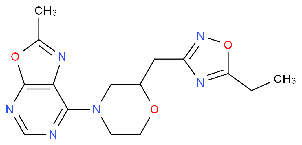 7-{2-[(5-ethyl-1,2,4-oxadiazol-3-yl)methyl]morpholin-4-yl}-2-methyl[1,3]oxazolo[5,4-d]pyrimidine_分子结构_CAS_)