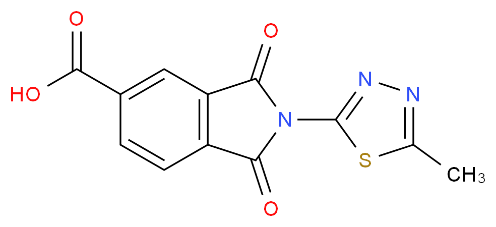 2-(5-methyl-1,3,4-thiadiazol-2-yl)-1,3-dioxo-2,3-dihydro-1H-isoindole-5-carboxylic acid_分子结构_CAS_384795-95-3