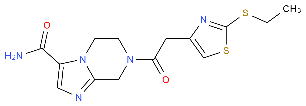 7-{[2-(ethylthio)-1,3-thiazol-4-yl]acetyl}-5,6,7,8-tetrahydroimidazo[1,2-a]pyrazine-3-carboxamide_分子结构_CAS_)