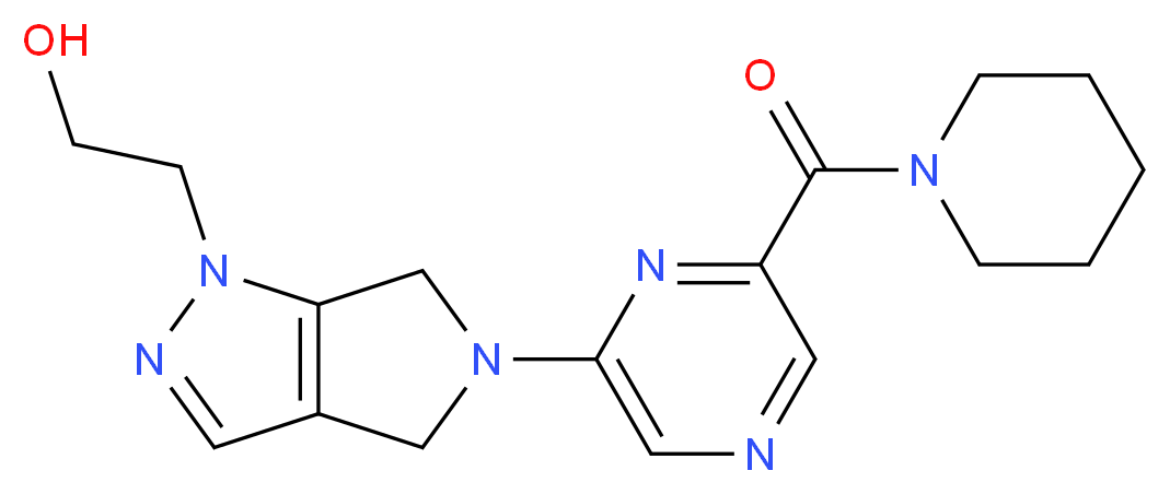 2-[5-[6-(piperidin-1-ylcarbonyl)pyrazin-2-yl]-5,6-dihydropyrrolo[3,4-c]pyrazol-1(4H)-yl]ethanol_分子结构_CAS_)
