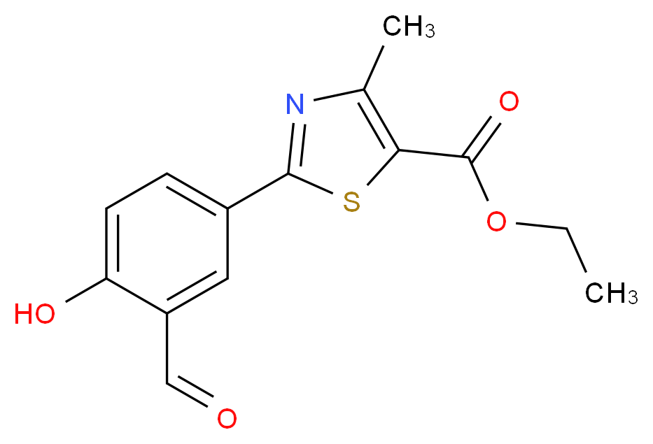 ethyl 2-(3-formyl-4-hydroxyphenyl)-4-methyl-1,3-thiazole-5-carboxylate_分子结构_CAS_161798-01-2