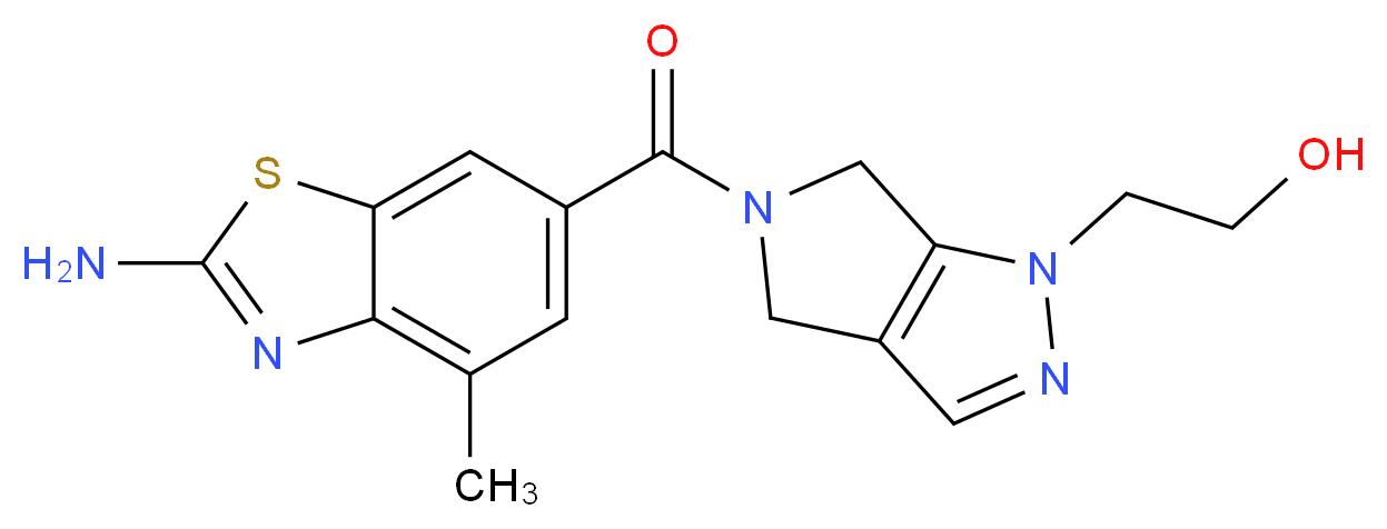 2-[5-[(2-amino-4-methyl-1,3-benzothiazol-6-yl)carbonyl]-5,6-dihydropyrrolo[3,4-c]pyrazol-1(4H)-yl]ethanol_分子结构_CAS_)