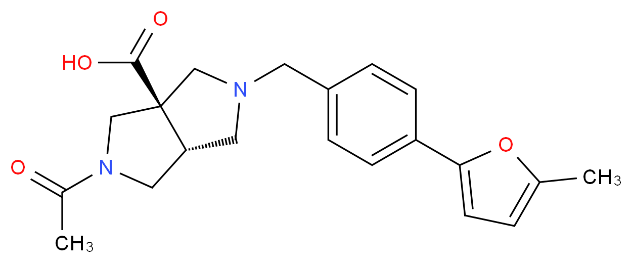 (3aR*,6aR*)-2-acetyl-5-[4-(5-methyl-2-furyl)benzyl]hexahydropyrrolo[3,4-c]pyrrole-3a(1H)-carboxylic acid_分子结构_CAS_)